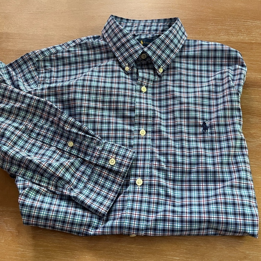 Ralph Lauren men’s slim fit performance button down shirt stretch, pony XL blue